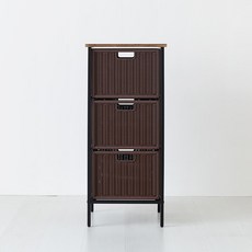 마켓비 알로타 선반 390 라탄 세트 WP3009, 1개, 블랙 + 다크브라운, 3단