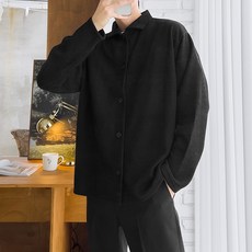 PLAYS 男士翻領襯衫式寬鬆版針織開襟衫