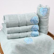 SOFT TOUCH 純棉愛心刺繡俏皮毛巾 160g 棉紗, 5個, 薄荷綠