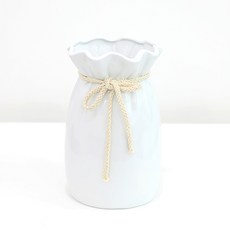 JOART 室內裝飾品 緞帶皺褶花瓶, 白色