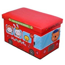 可折疊巴士玩具收納盒, 紅色