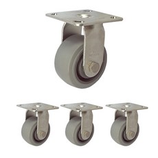 MASTER. S 不鏽鋼重型腳輪 DS 3340 MRP-R 4 重型不鏽鋼 灰色橡膠 軸套 灰色 固定 R, 4個