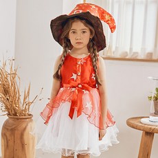 Nrkiz 女童魔法星女巫帽+連衣裙