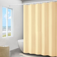 아티홈 단색 물때방지 욕실 샤워커튼 + 커튼 고리 세트, 옐로우, 1세트