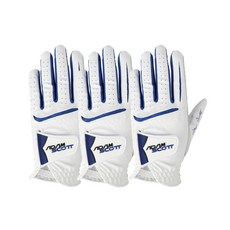 ADAM SCOTT 男性用加厚皮革高爾夫手套 左手用 3入, 白色 + 藍色