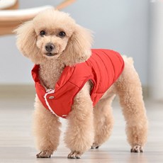 DING DONG PET 犬用簡約鋪棉絨毛背心, 紅色, 1個