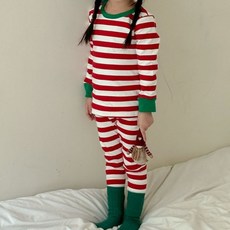 EYOUMONG 兒童修身圓領條紋長袖T恤 + 長褲套裝 E5W145