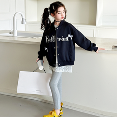 Misopapa 可愛女孩蝴蝶結羅紋夾克