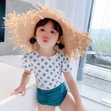 Uvely 女童珊瑚藍泳裝上下套裝