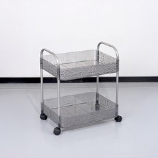 이동식 협탁 수납 정리 트롤리 SH107, 블랙, 2단