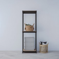 스피드랙 국내 제조 무볼트 조립식 철제 앵글 선반, 블랙, 3단