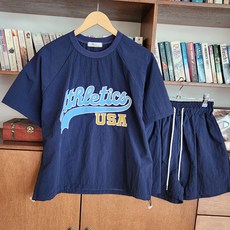 女款Diamignon Tika貼布夏季尼龍短袖上下套裝