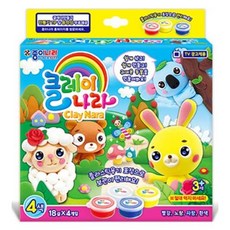 黏土國度 動物朋友4色黏土組, 1組, 白色,藍色,黃色,紅色, 18g