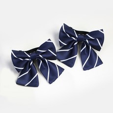女童用 條紋海軍藍 蝴蝶結領帶 蝴蝶領結 2入