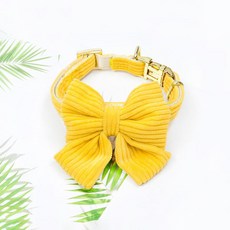 PASTEL PET 寵物燈芯絨蝴蝶結項圈, 黃色, 1個