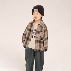 Starbean 兒童格紋單口袋長袖襯衫