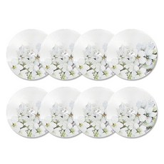 珍珠方晶鋯石寶石亮點鈕扣 Acacia 15mm, 8個, 白色