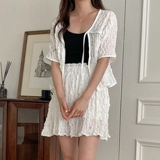 슈가펀 폼폼 가디건 + 스커트 세트