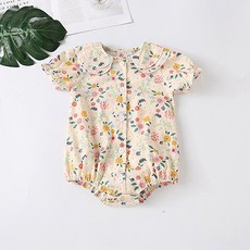 花朵翻領短袖包屁衣