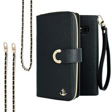 MBOX NEW船錨 皮革拉鍊手帳式錢包手機殼 + 手腕帶 + 長背帶 套組