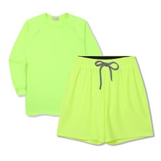 ILLUSO 寬鬆版長袖防磨衣上衣 + 四分彈力網眼內襯短褲套裝