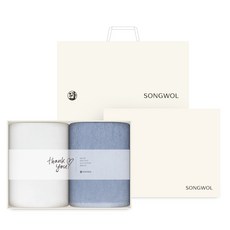 송월타월 뉴베이직 130g x 2종 + 캘리 띠지 선물세트 + 쇼핑백, 아이보리, 스카이블루, 1세트