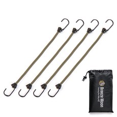 Breeze Moon 掛鉤型彈力繩 4入 + 收納袋套組, 橄欖綠