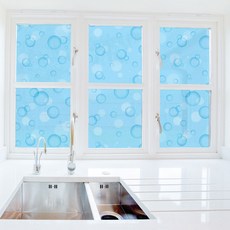 DECOMI 現代 黏貼式窗貼 HBG-36014, 水珠藍