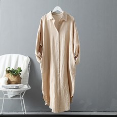 패션나비 기본 디자인 롱 긴팔 임산부 셔츠 원피스