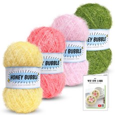 Knitt 蜂蜜泡泡菜瓜布編織線 90g x 4款 + 櫻花豆沙包菜瓜布織圖組合, 3號, 11號, 13號, 32號(編織線), A款(菜瓜布織圖), 1套