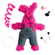 yarna 철사인형 + 핀타입 인형눈 4mm x 2p + 컬러미니삼각코 2종 + 컬러와이어링 모루 뽀글이 토끼 인형 만들기 세트, 1세트, 핫핑크 + 화이트 + 블랙 + 핑크