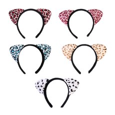 新款豹紋髮箍5件組, 紅色, 粉紅色, 藍色, 米色, 斑紋, 1套