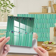 Glitch Mode 浴室磁磚貼紙 10入, 深綠色