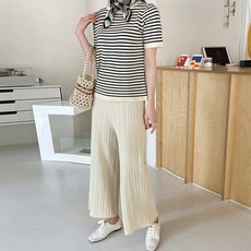 마이시즌 여성 단트 줄무늬 니트 밴딩 골지 세트