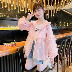 Orenjidamom 女童款撞色荷葉邊連帽外套