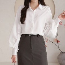 퀸이즈 여성용 퍼프 소매 베이직 블라우스