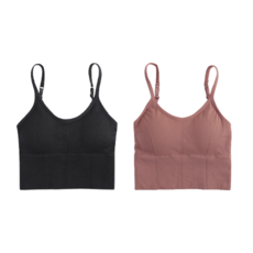 올러바웃 가벼운 U자형 골지 나시 크롭탑 2종 세트