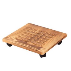 實木花盆滾輪底座 YT_RA1431, 米色