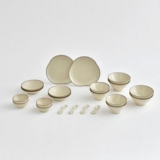 ERATO 韓國製西耶4人份家用碗盤組, 1套, 霧色, 碗盤22件