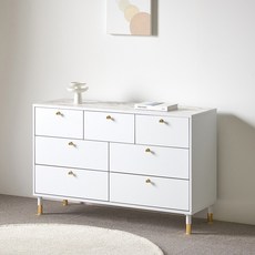 가구의정석 대리석 와이드 서랍장 A형 방문설치, 화이트, 7단