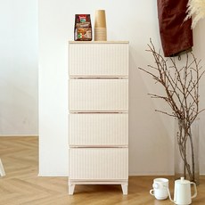 에버 라탄 우드상판 서랍장 일반형, 크림, 4단