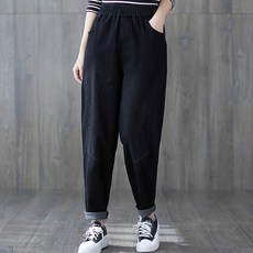 Murielle 女款日常寬鬆版型牛仔鬆緊帶長褲