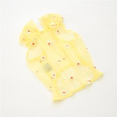 狗狗輕盈蕾絲涼爽碎花服飾, 黃色, 1個