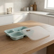 네스틱 유아용 킨더플레이트 식판 + 실리콘 커버 세트, 민트, 1세트, 플레이트 + 커버