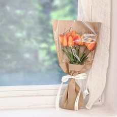 세나 크라프트지 레터링 튤립 10송이 꽃다발+ 쇼핑백, 오렌지, 1개