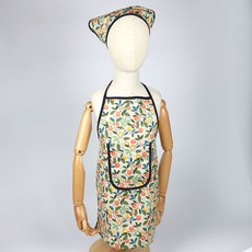 BEBE CHOUETTE 兒童印花棉質圍裙 + 頭巾組