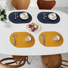 Bogo Factory Antique 雙面餐墊, 橢圓形, 藍色/黃色