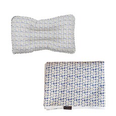 ggoom duboo 枕頭+超細纖維毯組, 小白花款(藍色)