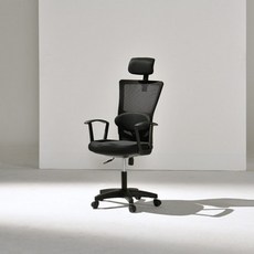 BareunLab 姿勢矯正學習辦公電腦椅 頭枕腰靠款 人體工學設計 透氣網布 可調節高度, 均碼, 黑色