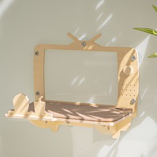 모넬로 고양이 냥플릭스 원목 캣타워 창문 선반 대형 캣워크 GO23098, 오트밀, 1개